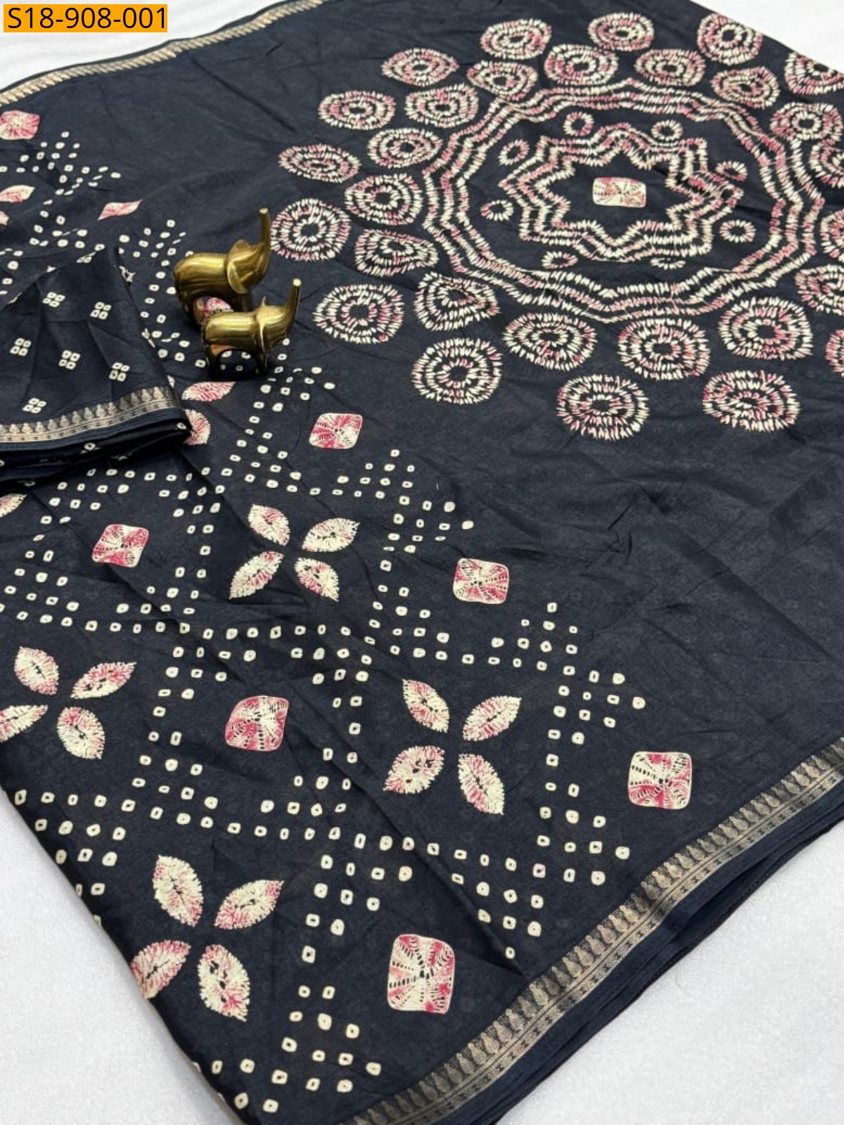 Black Fancy Tussar Silk saree