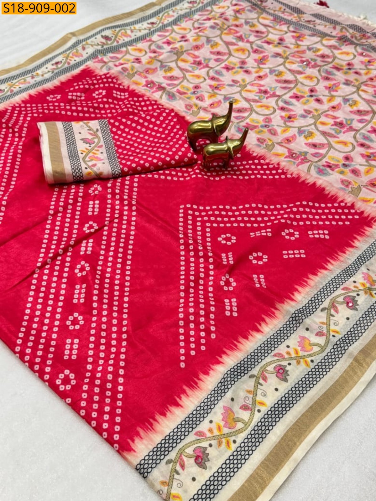 Red Fancy Kathan Silk saree