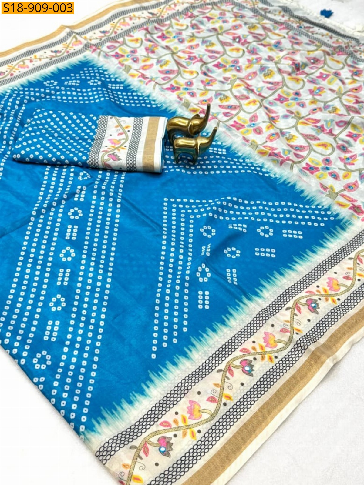 Blue Fancy Kathan Silk saree