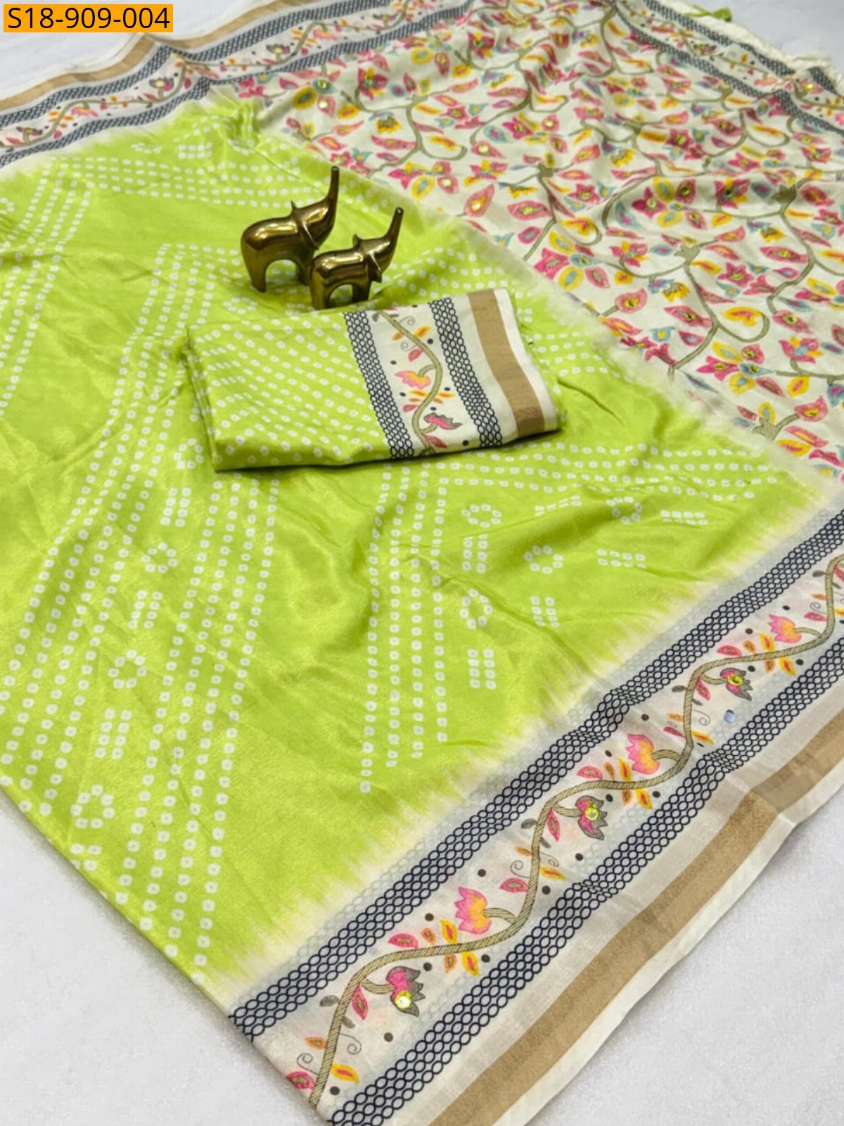 Green Fancy Kathan Silk saree