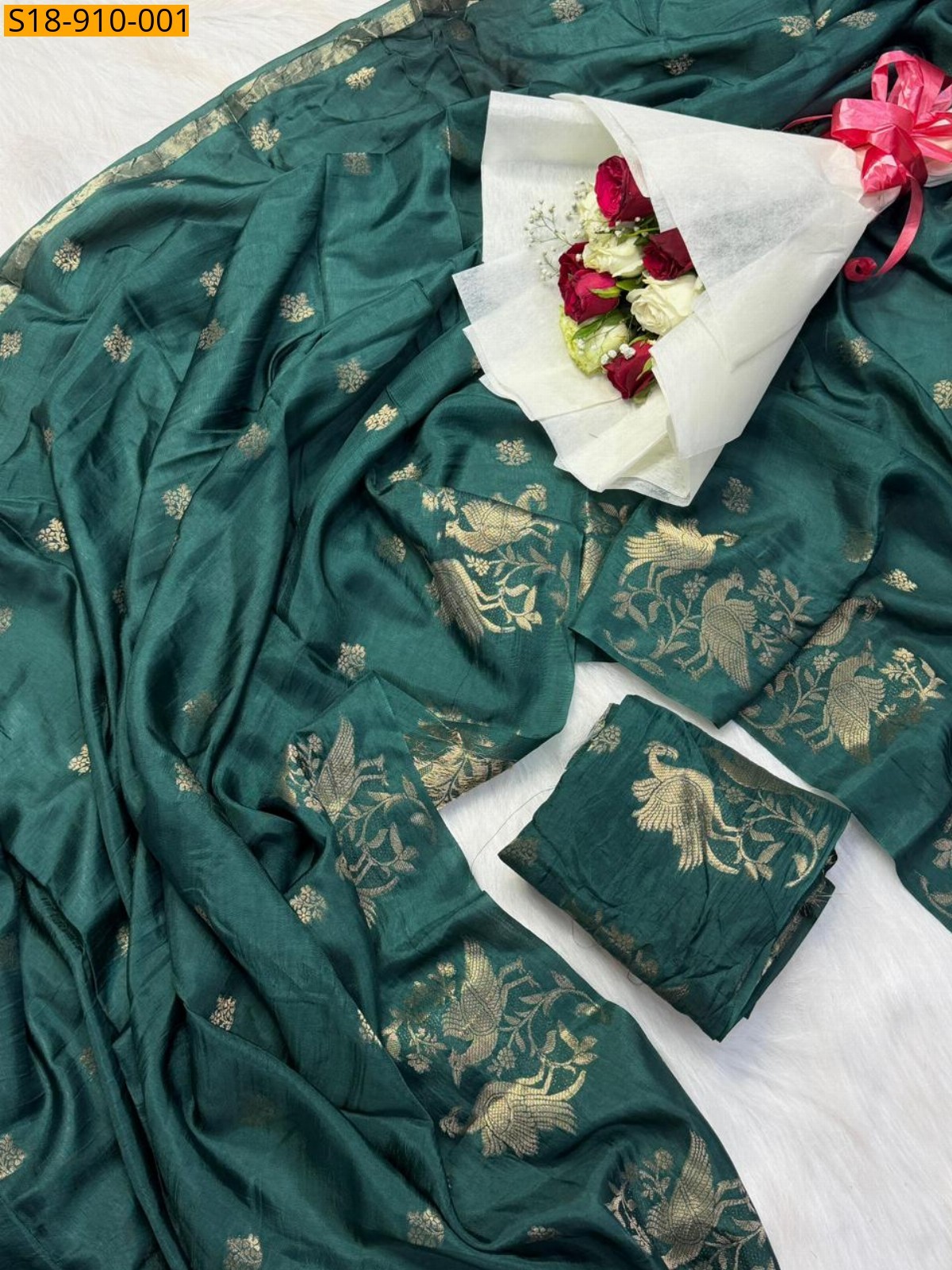 Morpitch Fancy Muslin Silk Shaded saree