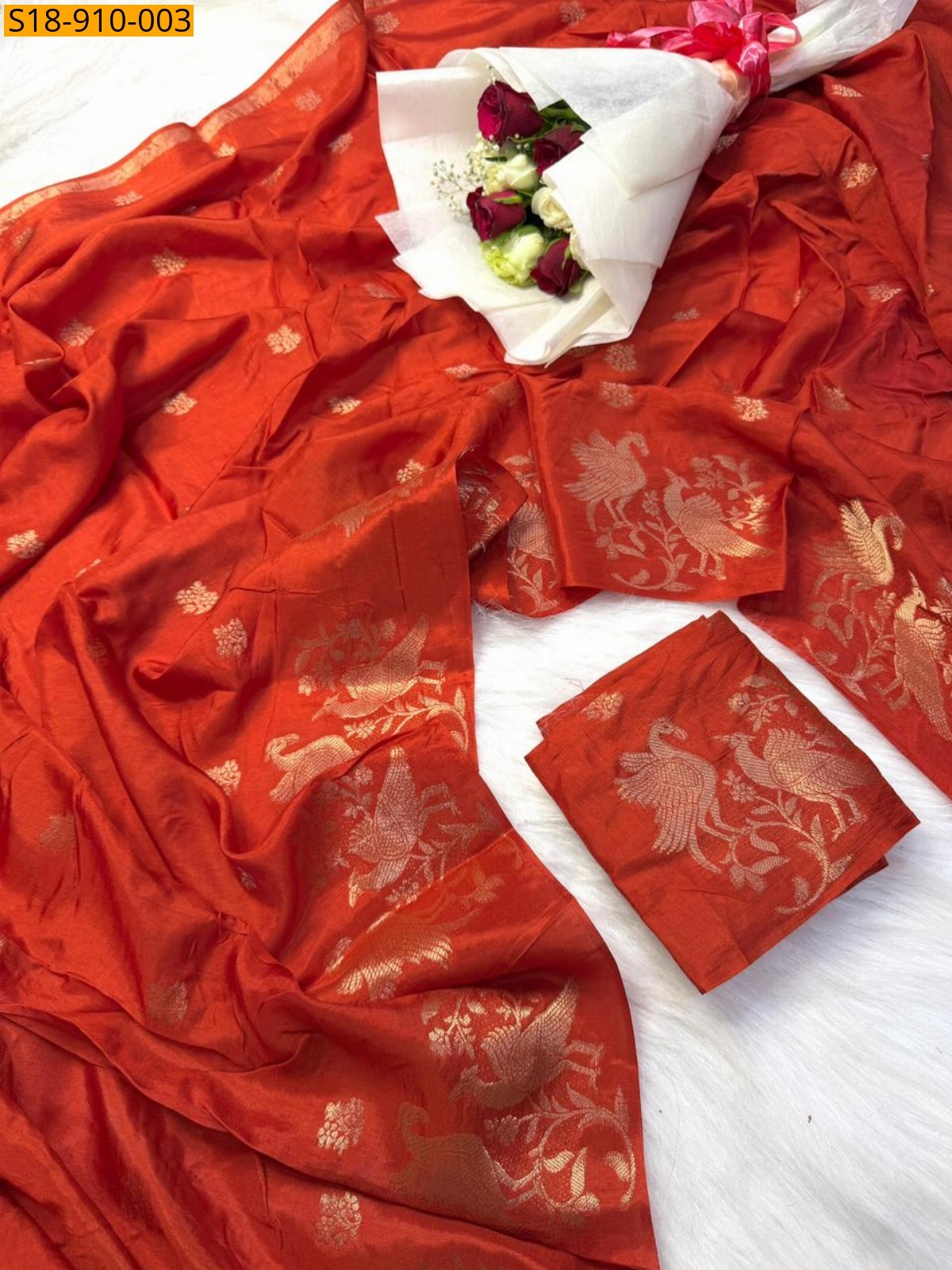 Orange Fancy Muslin Silk Shaded saree
