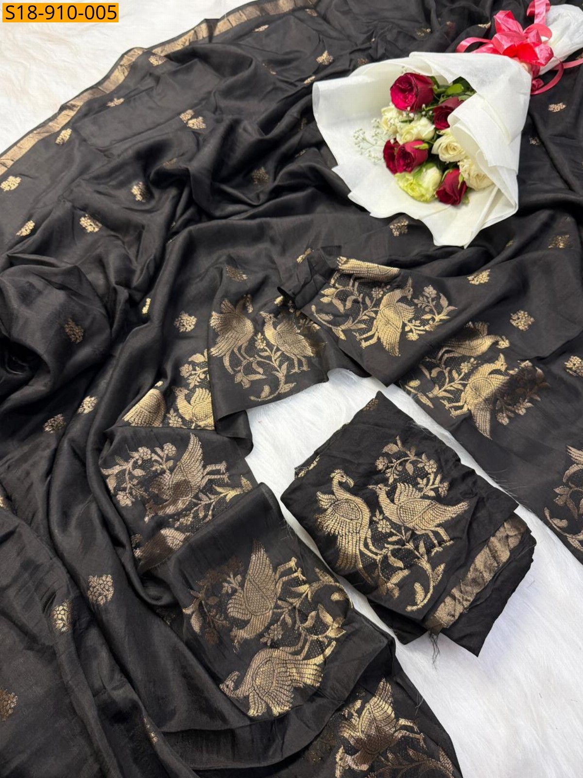 Black Fancy Muslin Silk Shaded saree
