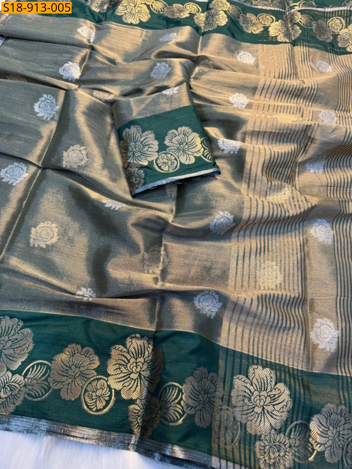 Green Fancy Tissue silk saree