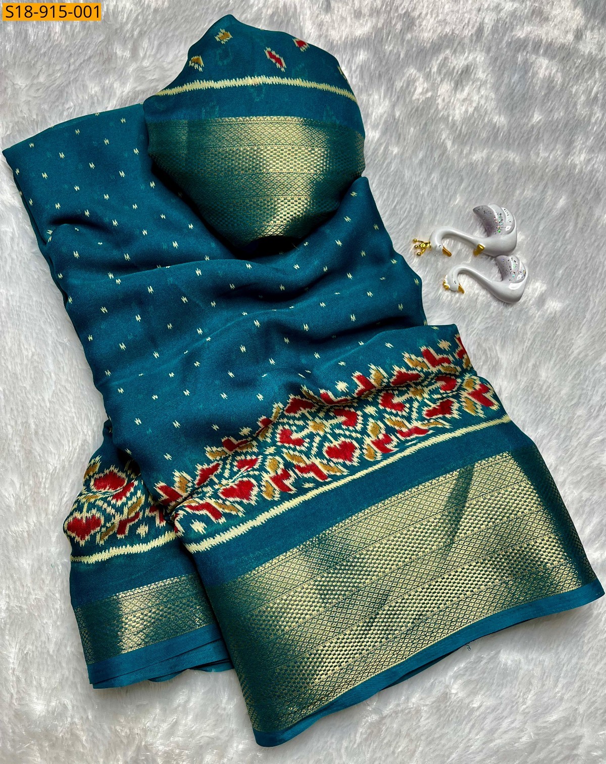 Rama Blue Fancy marsh mellow saree