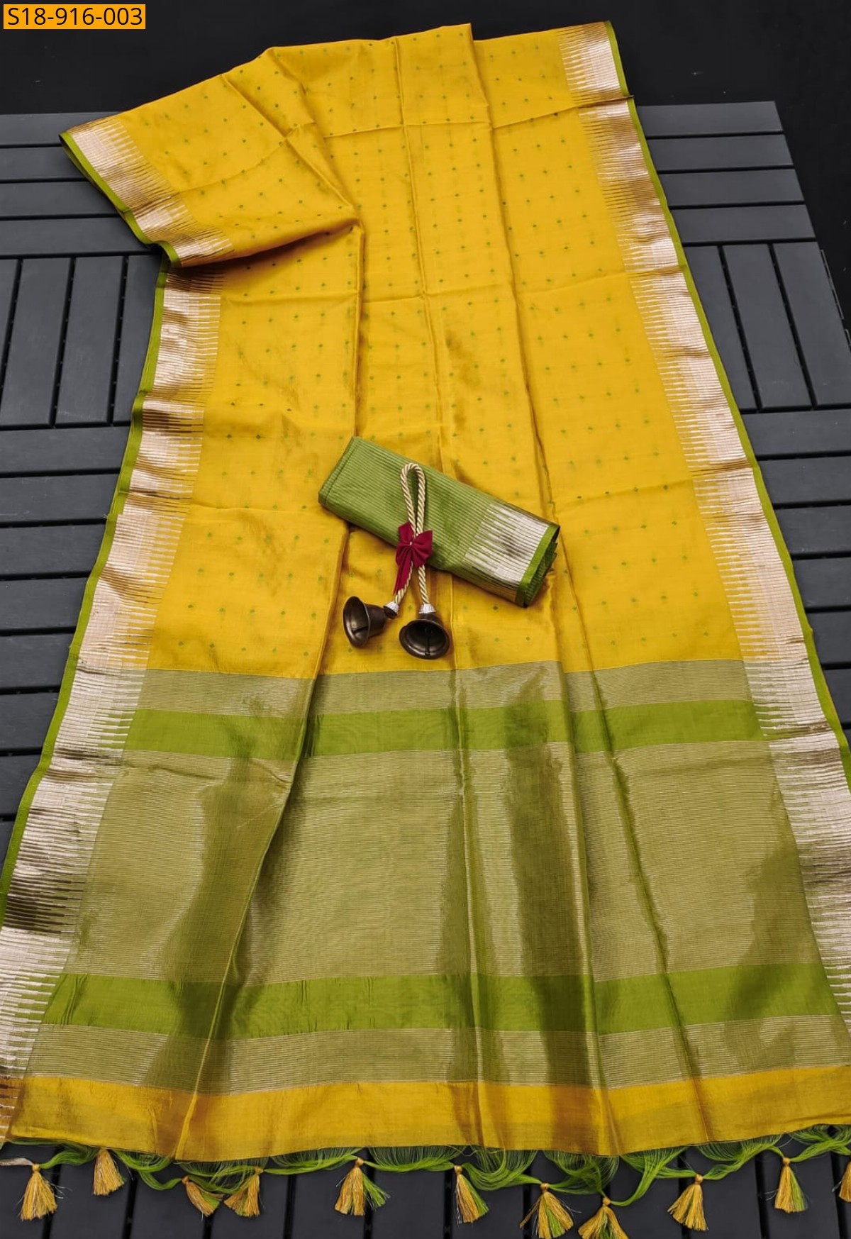 Yellow Fancy  Semi Tussar Silk saree