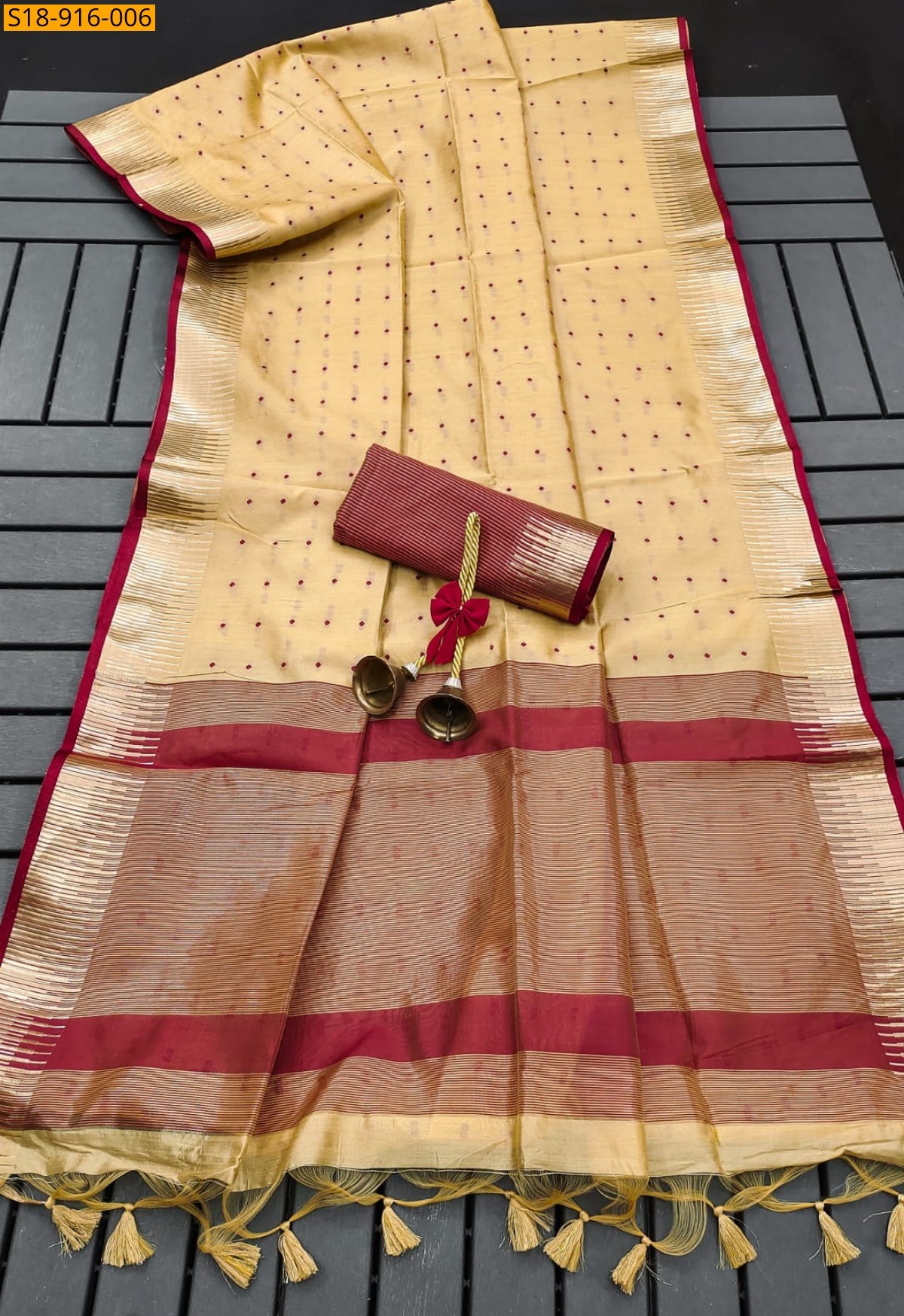 Sandal Fancy  Semi Tussar Silk saree