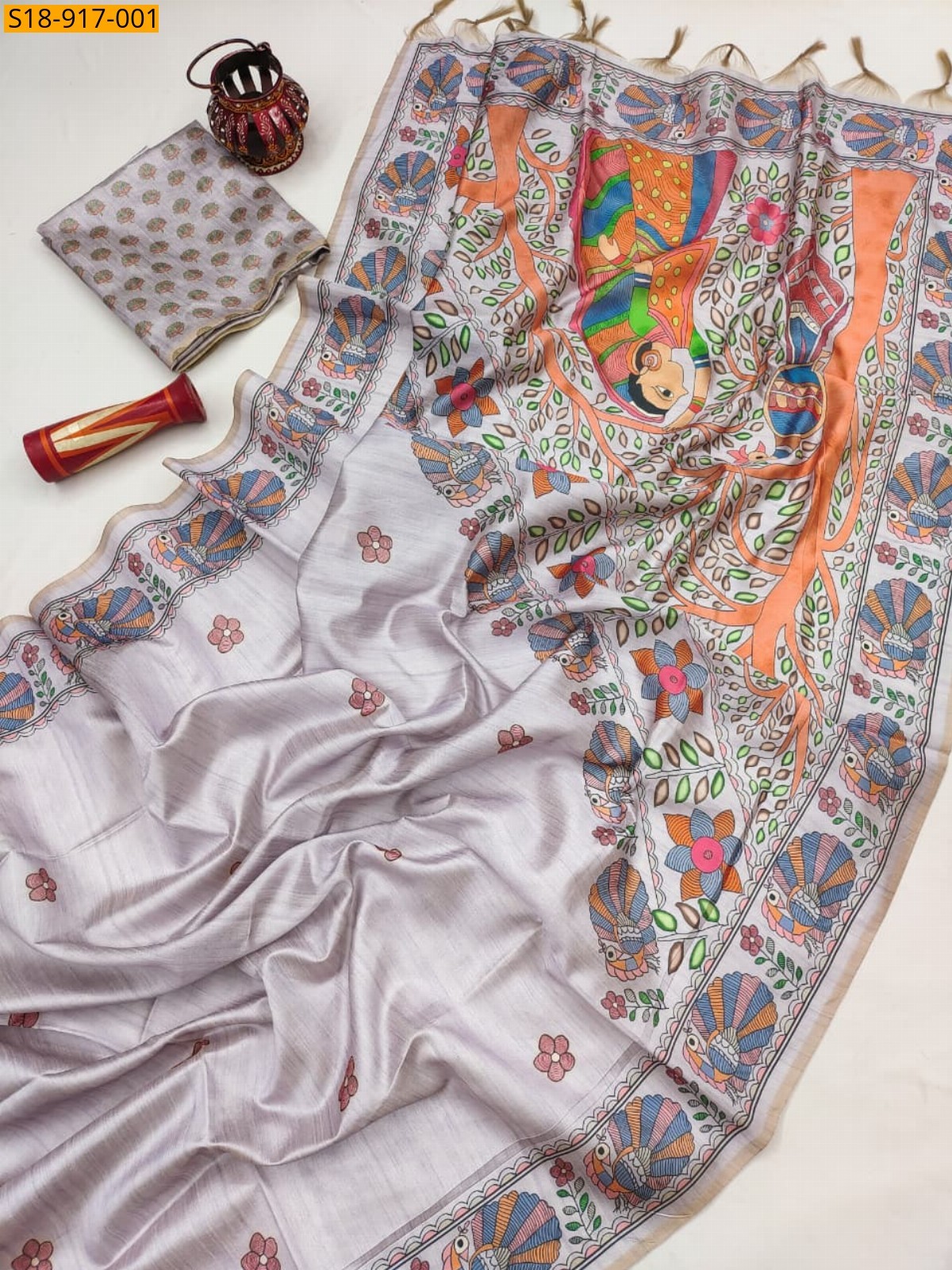 Light Lavender Fancy Soft Tussar Silk saree