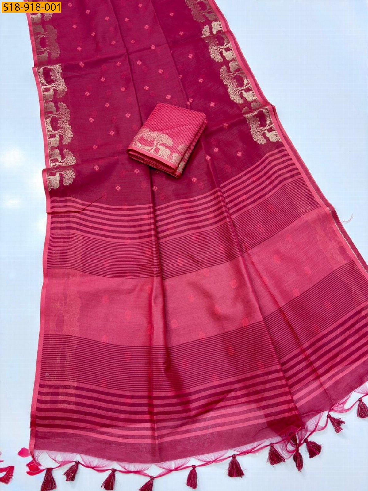 Pink Fancy Khadi Raw Silk Saree