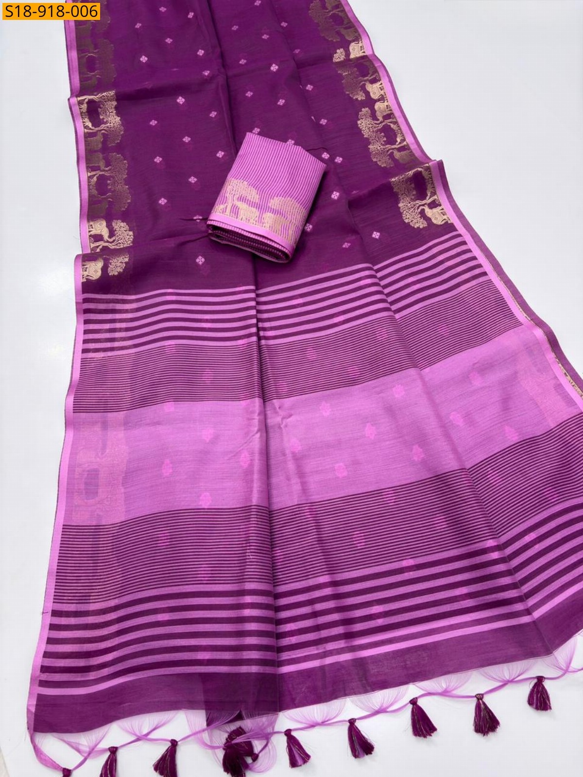 Wine Fancy Khadi Raw Silk Saree