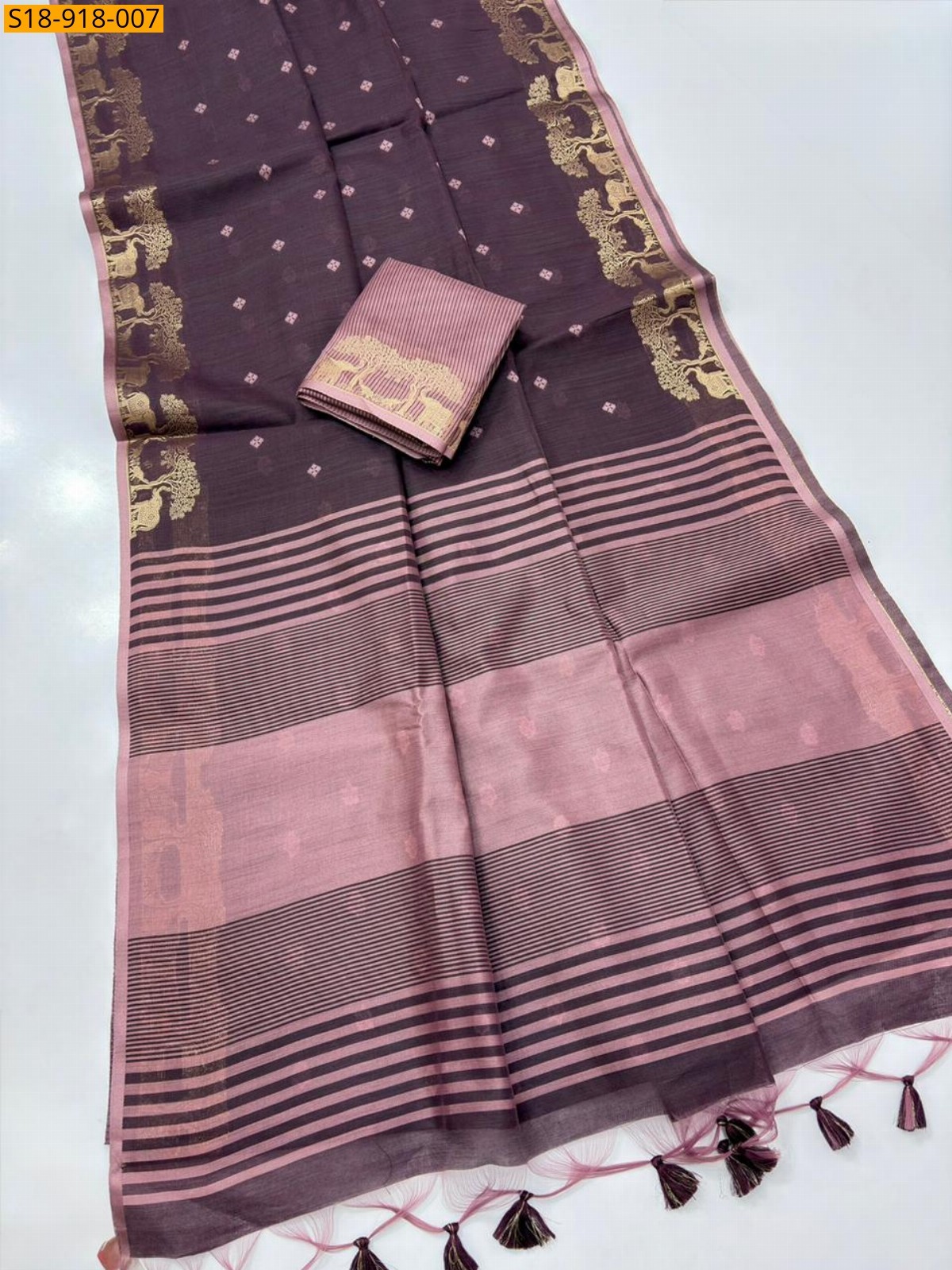 Dark Maroon Fancy Khadi Raw Silk Saree