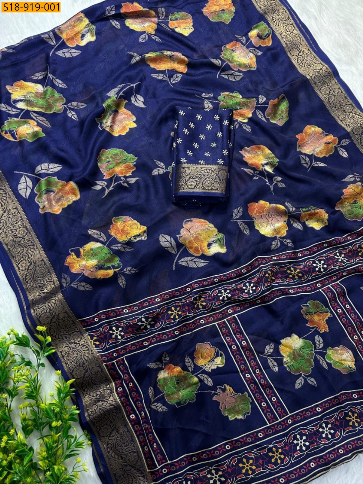 Fancy Massmellow Saree - Navy Blue Fancy Massmellow Saree - Navy Blue