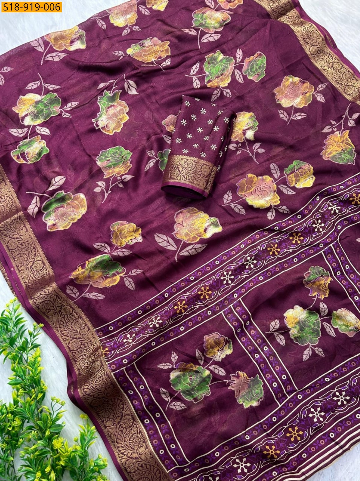 Maroon Fancy Massmellow Saree