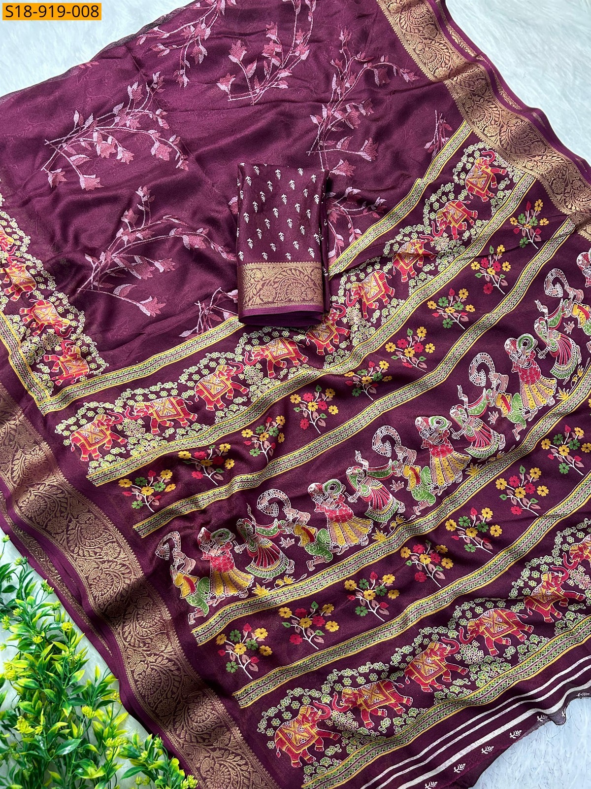 Wine Fancy Massmellow Saree