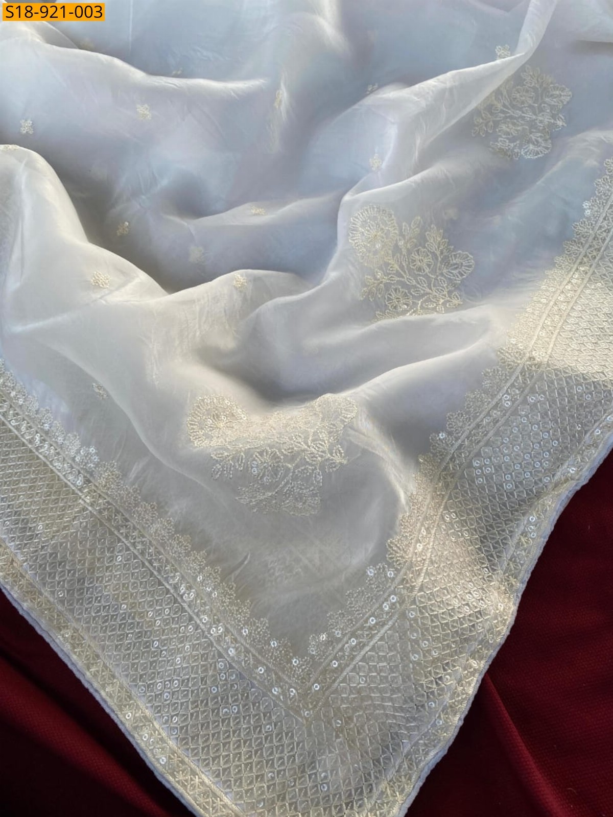 White Fancy Germen Crush Saree