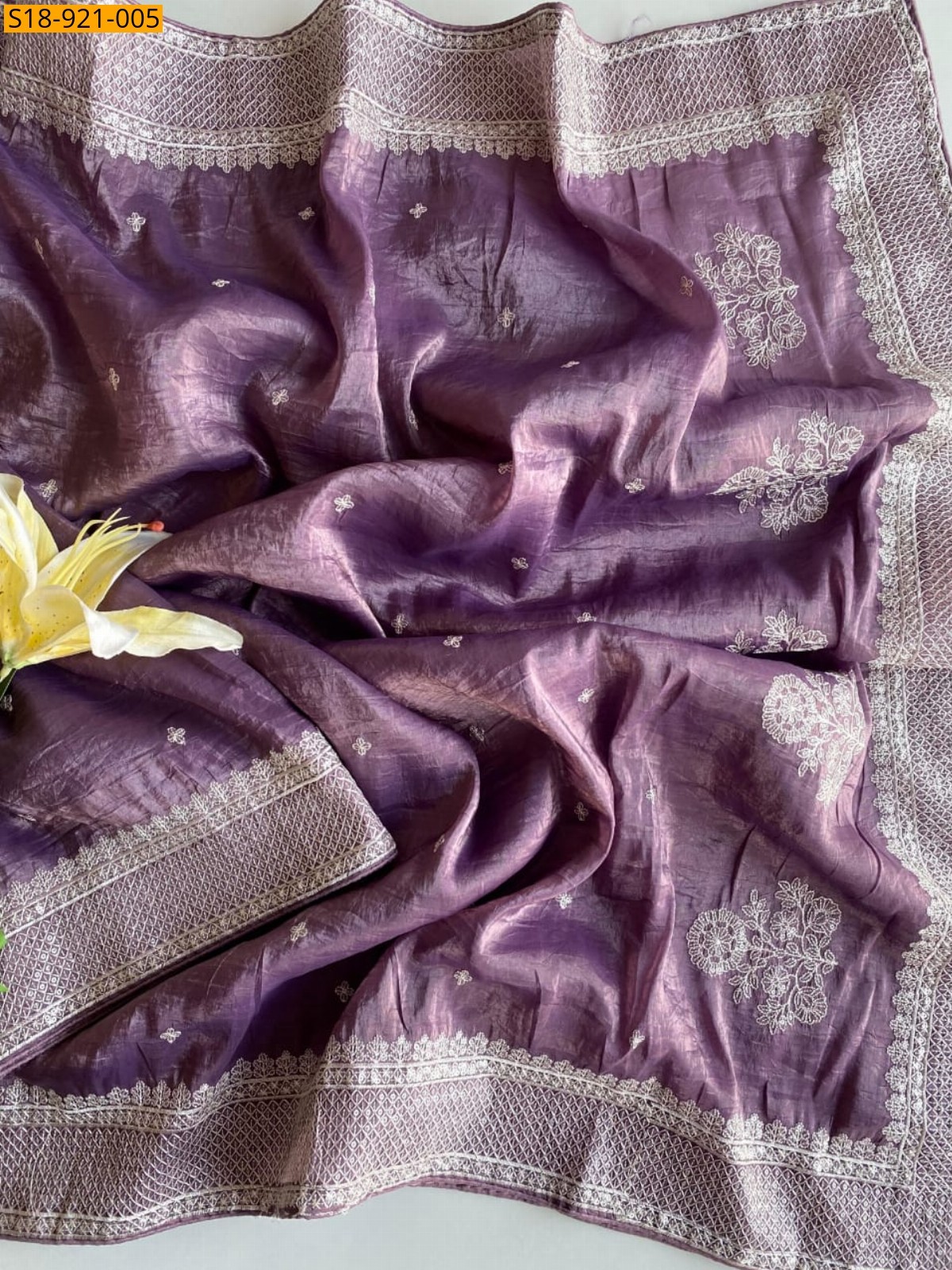 Purple Fancy Germen Crush Saree