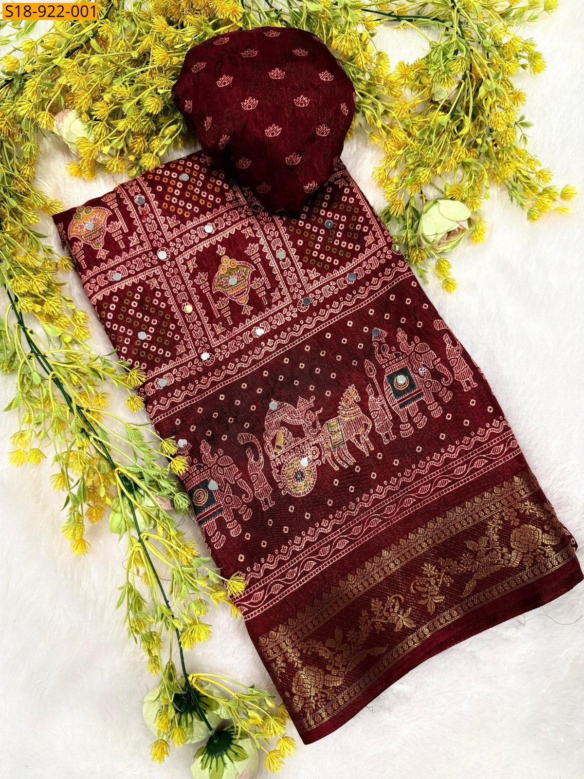 Maroon Fancy Massmellow Saree