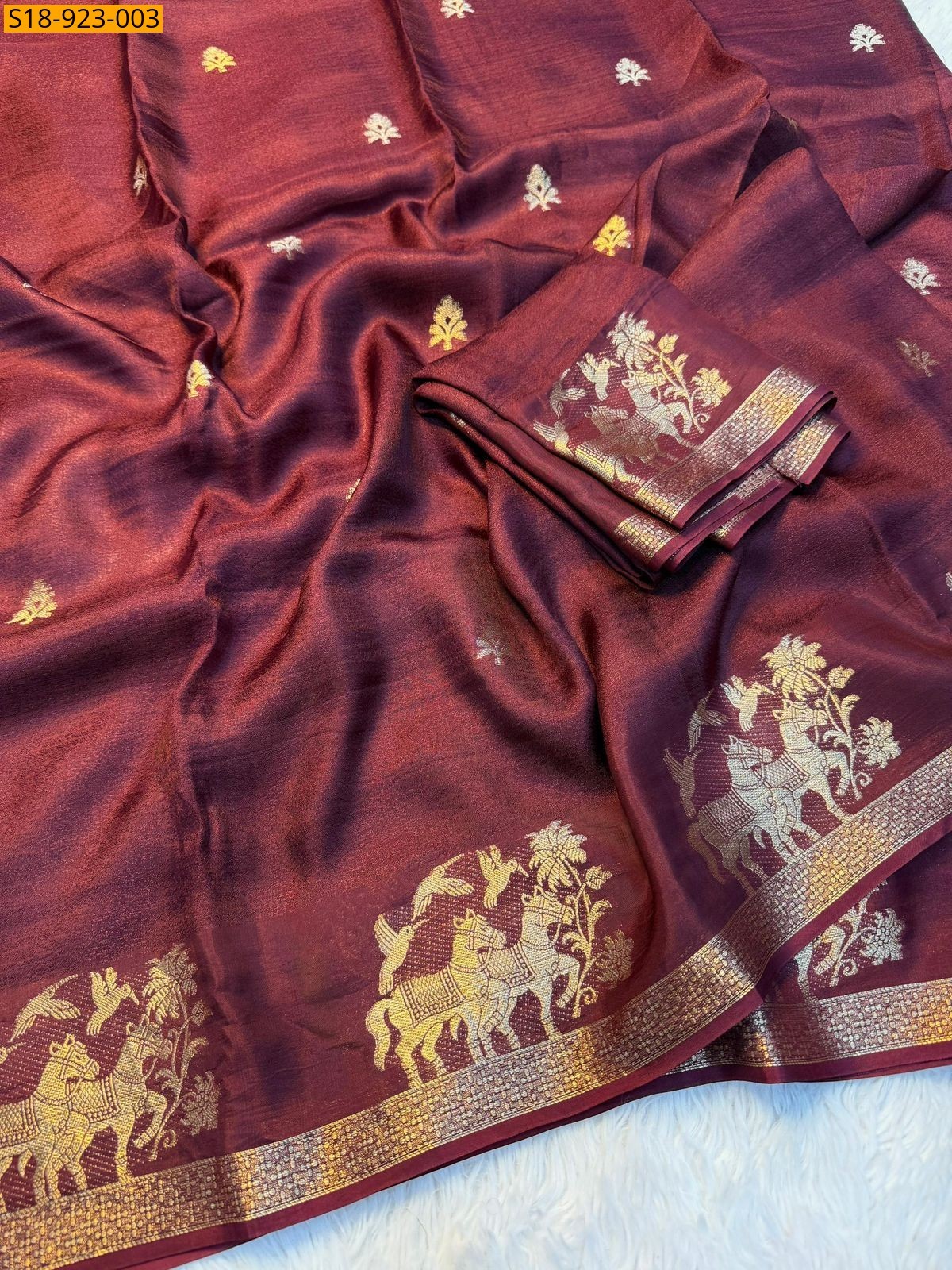 Onion Brown Fancy Viscose khadi Silk Saree