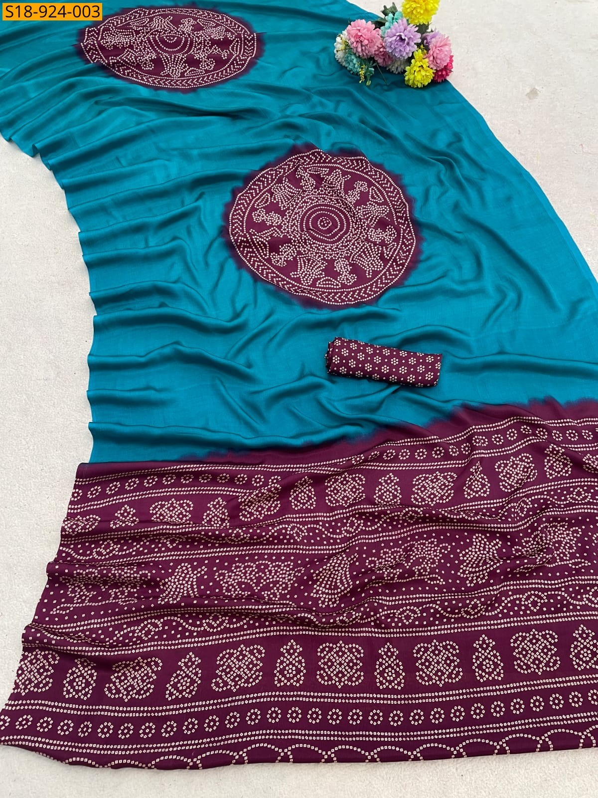 Blue Fancy Gajji Soft Silk Saree