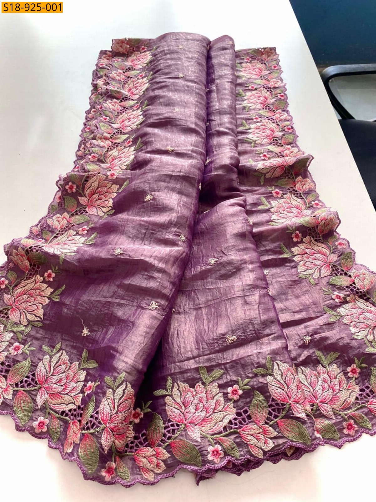 Onion Pink Fancy Crush Silk Saree 