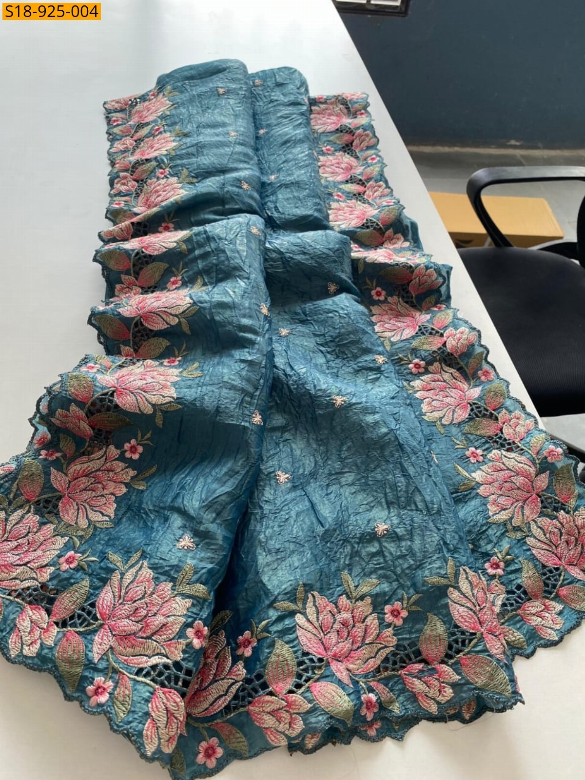 Blue Fancy Crush Silk Saree 