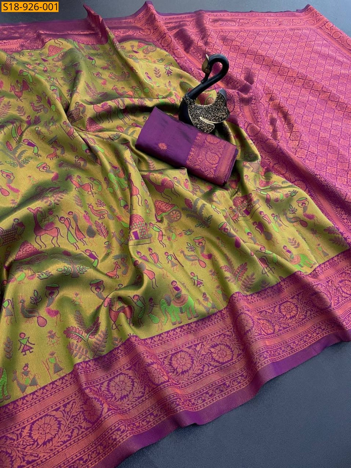 Green Fancy Tissue Silk Saree