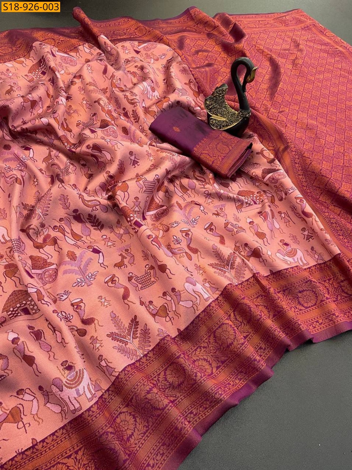 Peach Fancy Tissue Silk Saree