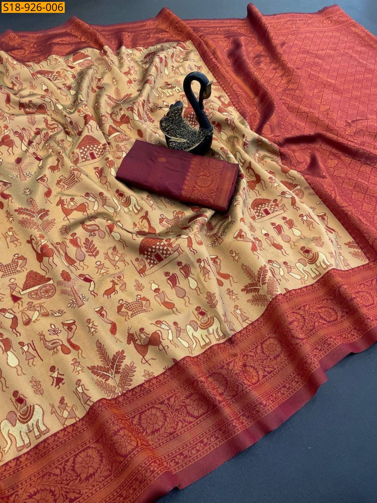 Sandal Fancy Tissue Silk Saree