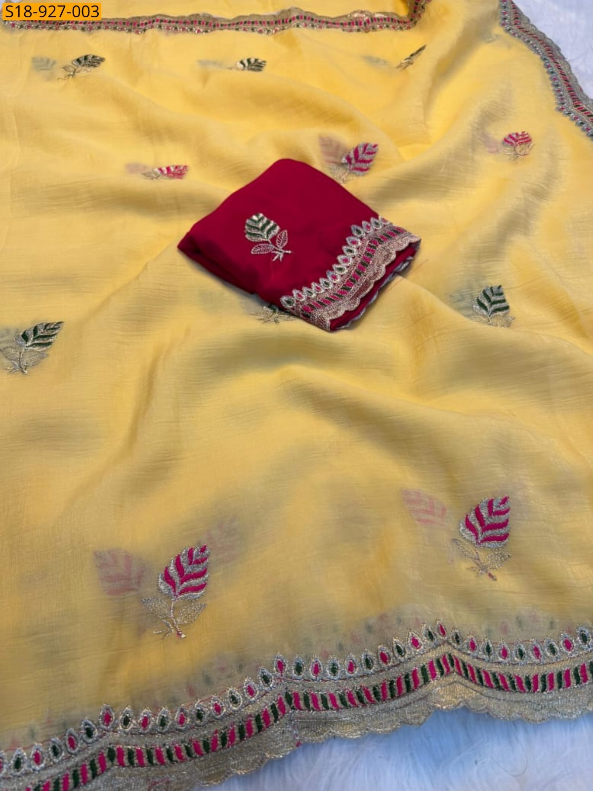Yellow Fancy Soft Crunchy Saree