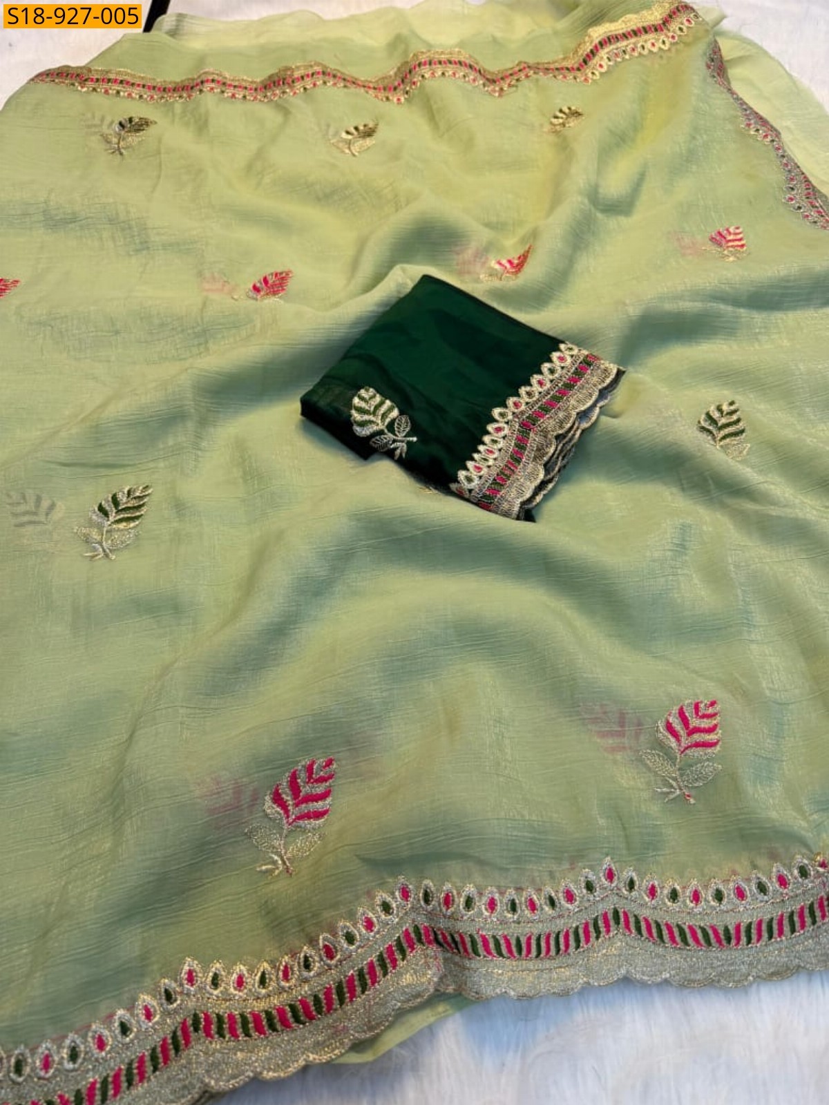 Green Fancy Soft Crunchy Saree