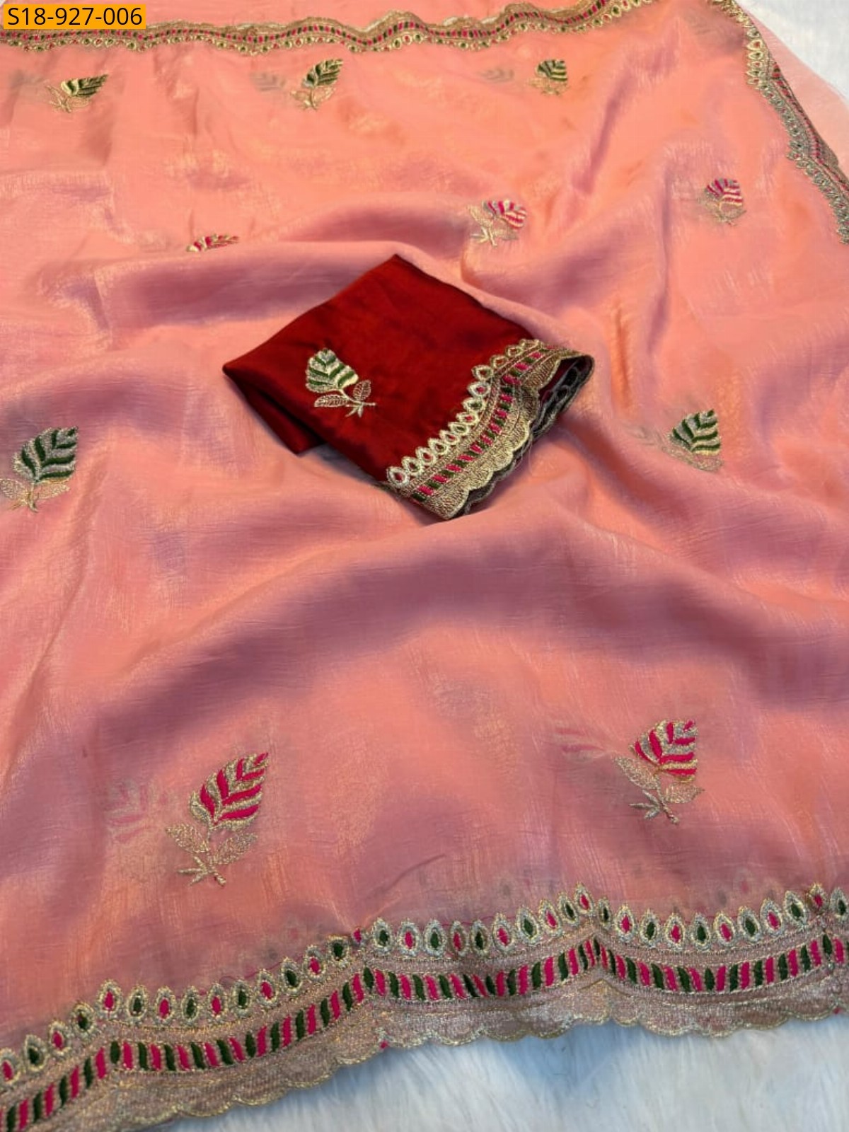 Peach Fancy Soft Crunchy Saree