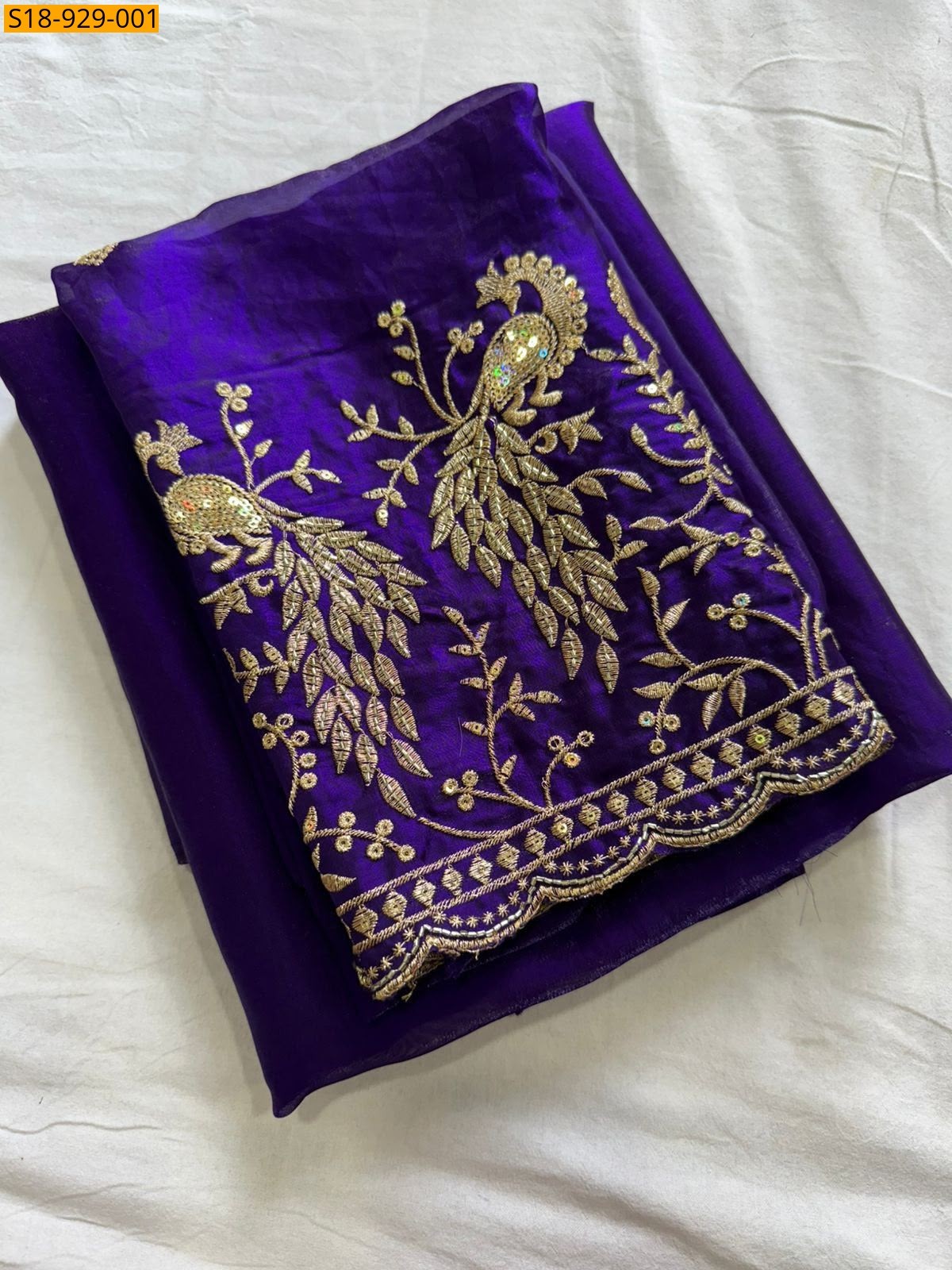 Dark Blue Fancy Space Sattin Saree