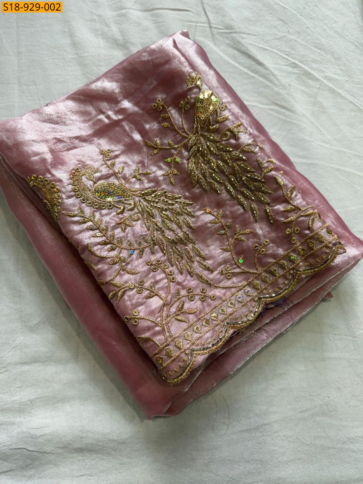 Baby Pink Fancy Space Sattin Saree