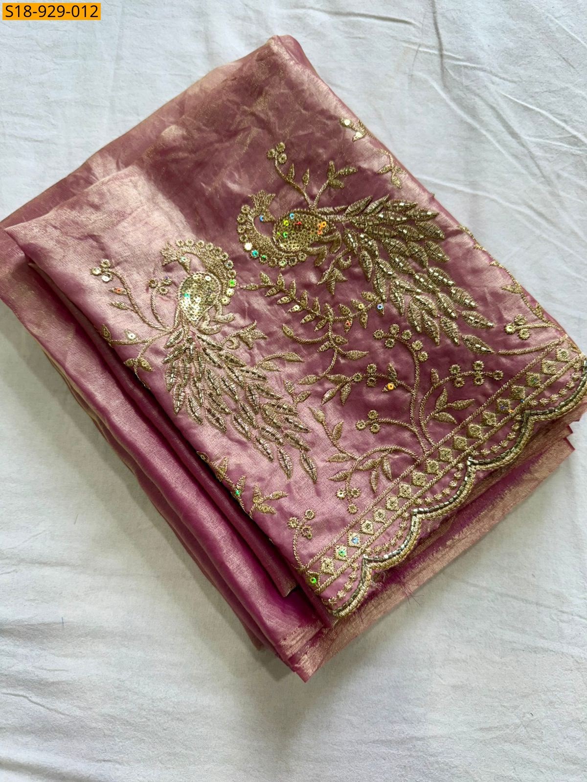 Baby Pink Fancy Space Sattin Saree