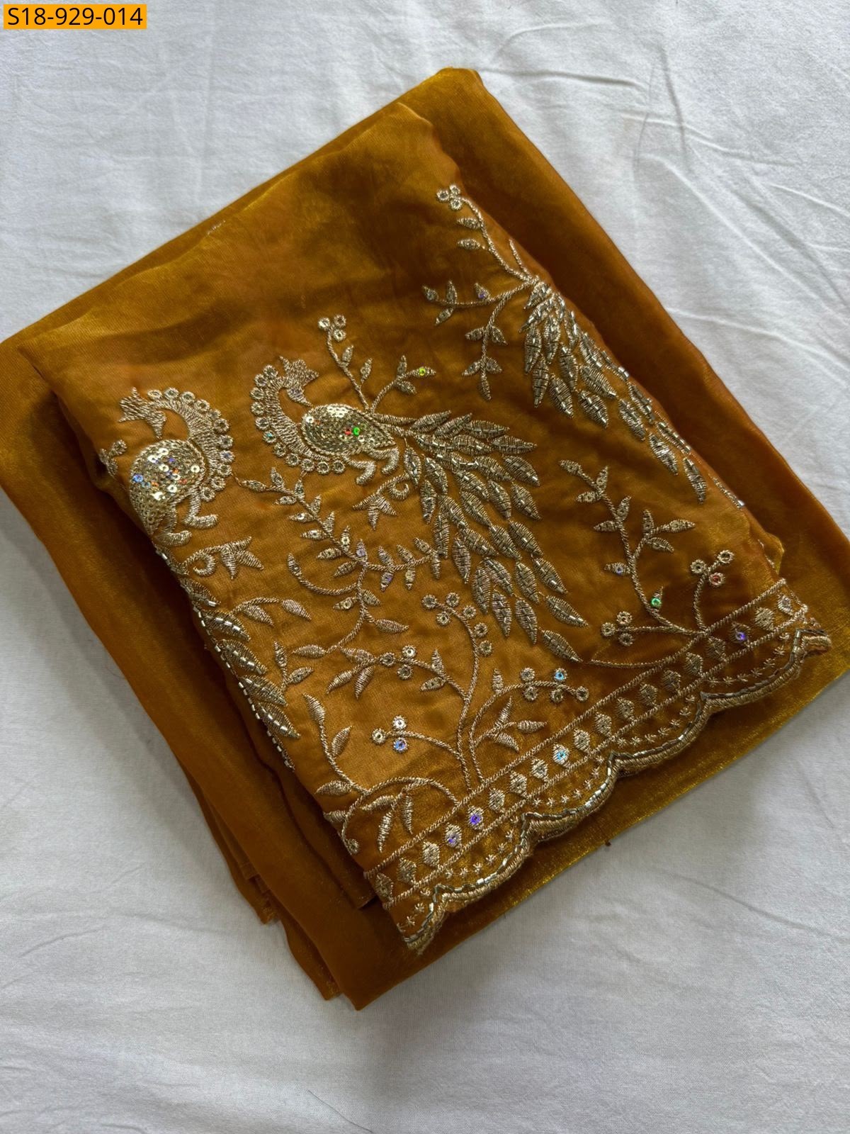 Biscuit Brown Fancy Space Sattin Saree