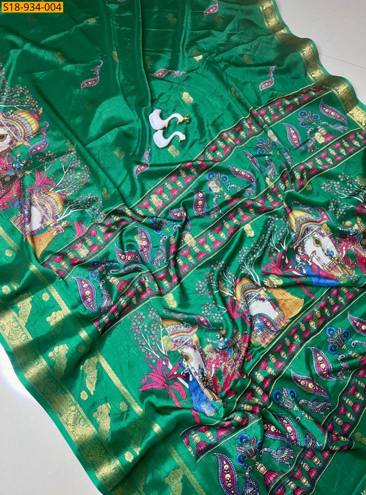 Green Fancy Crape Silk Saree