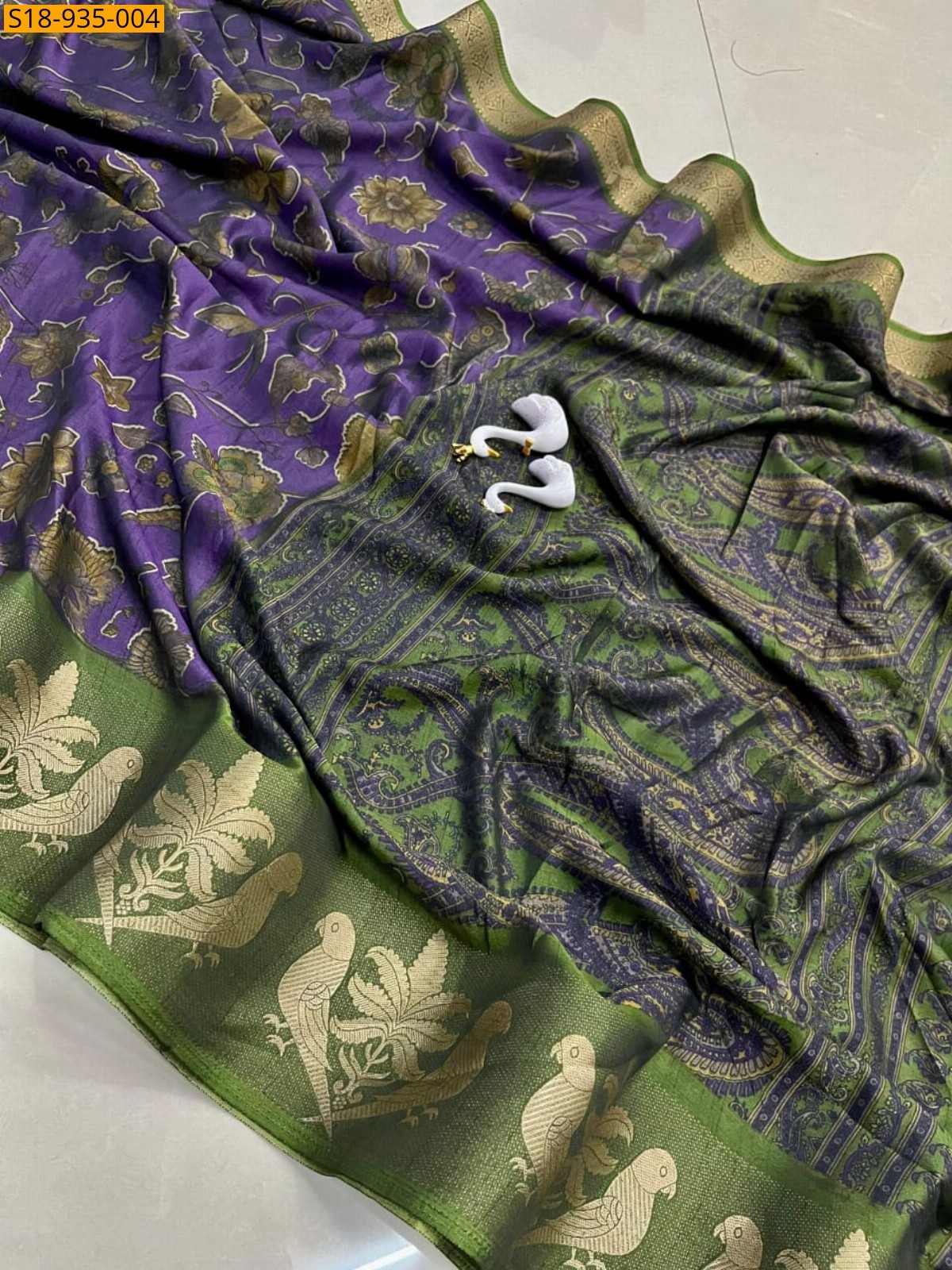Violet Fancy Soft bleck dola silk sarees