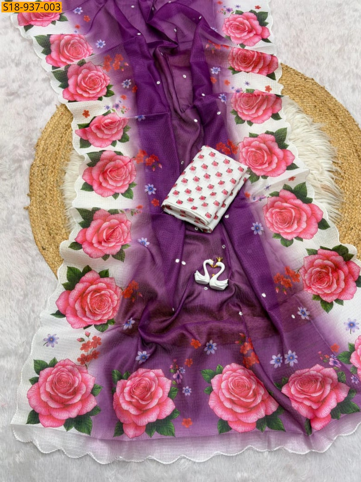 Dark Pink Fancy Soft Kota checks sarees