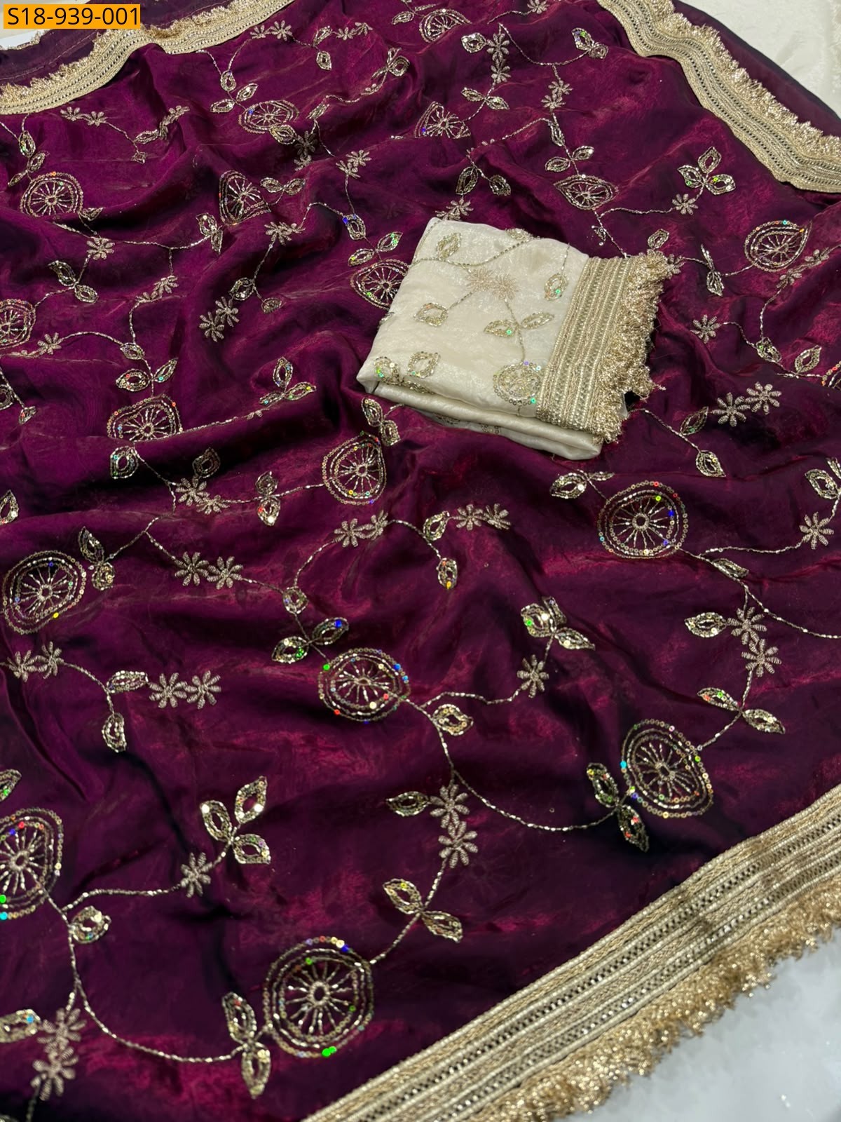 Wine Fancy Space Satin sarees