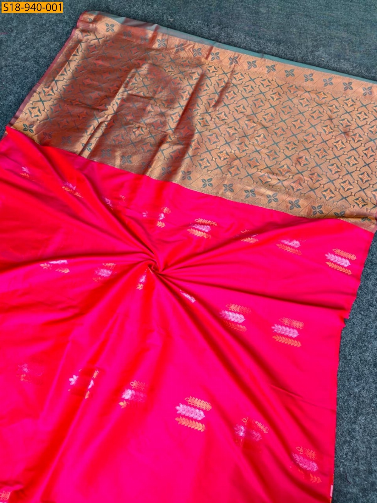 Dark Pink Fancy Pattu base Saree