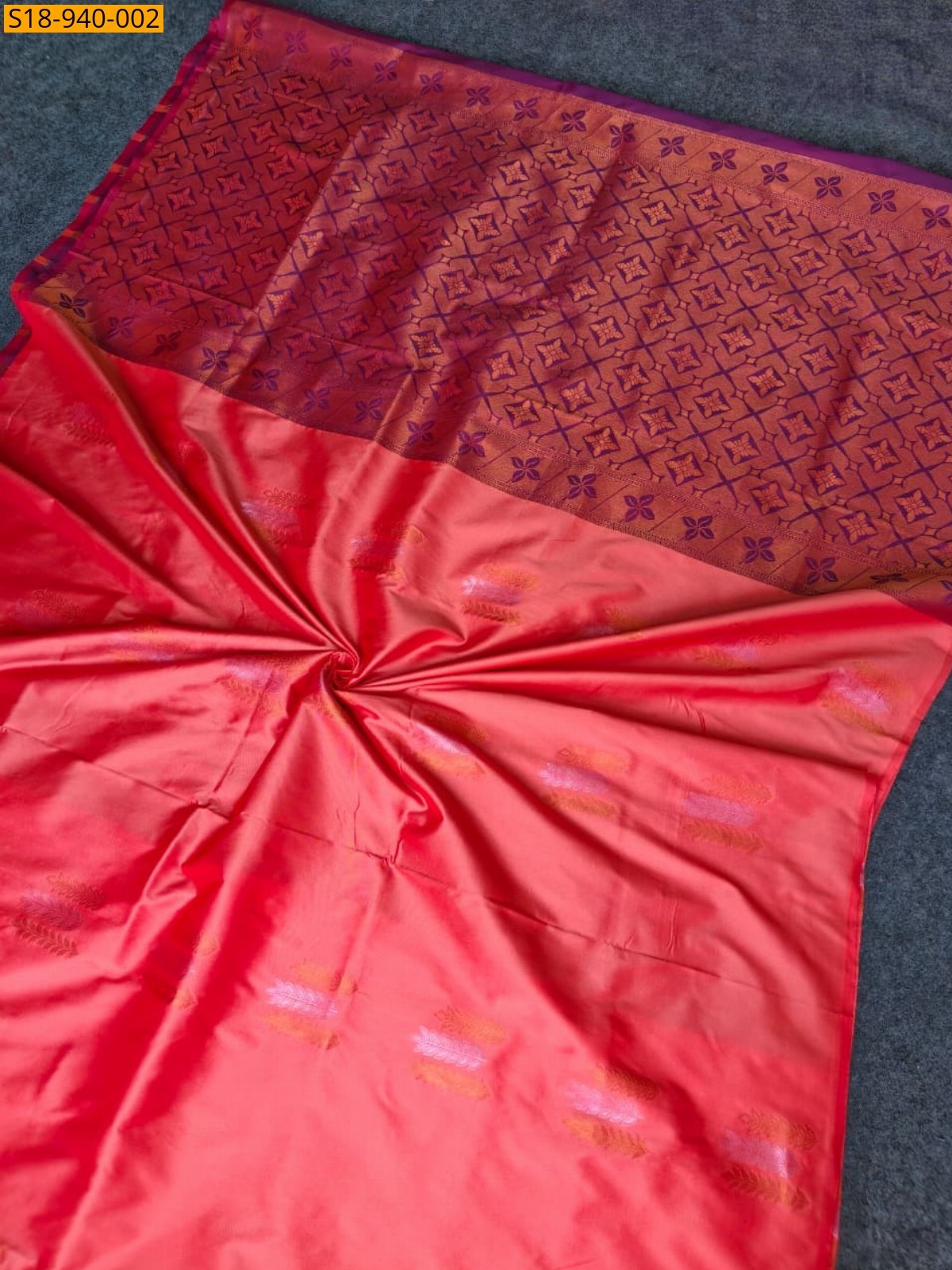 Peach Fancy Pattu base Saree