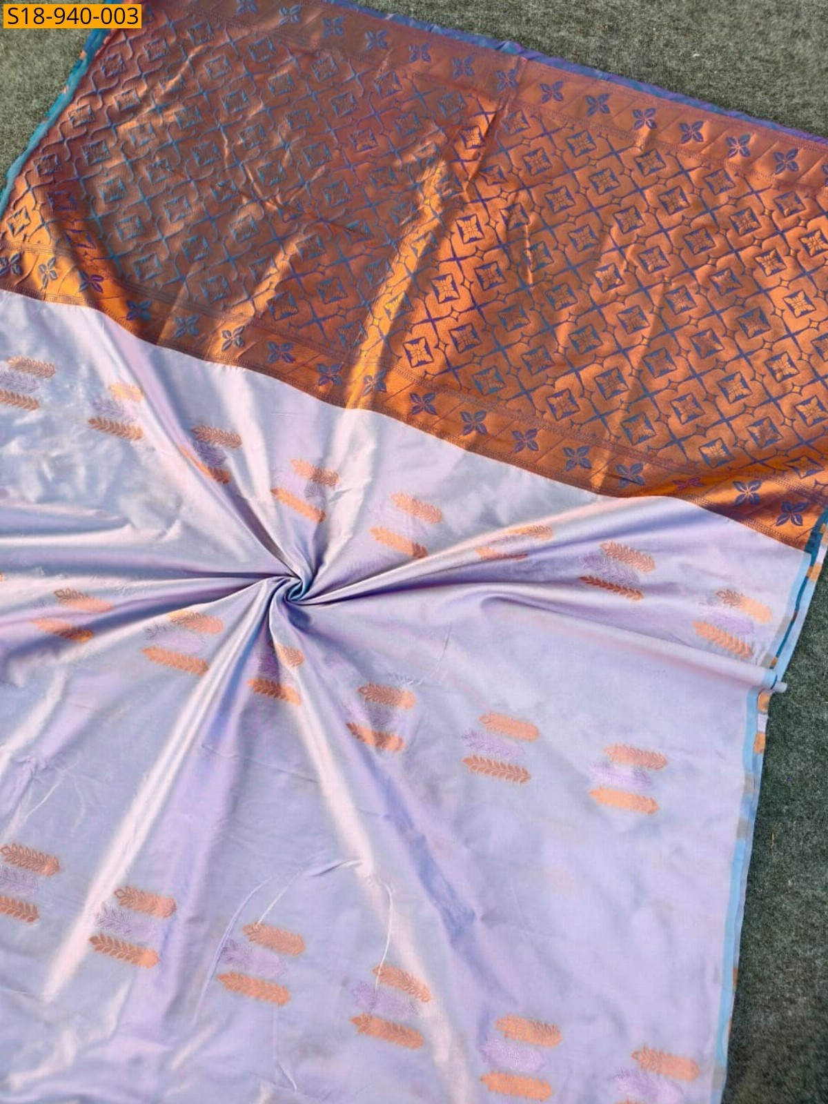 Light lavender Fancy Pattu base Saree