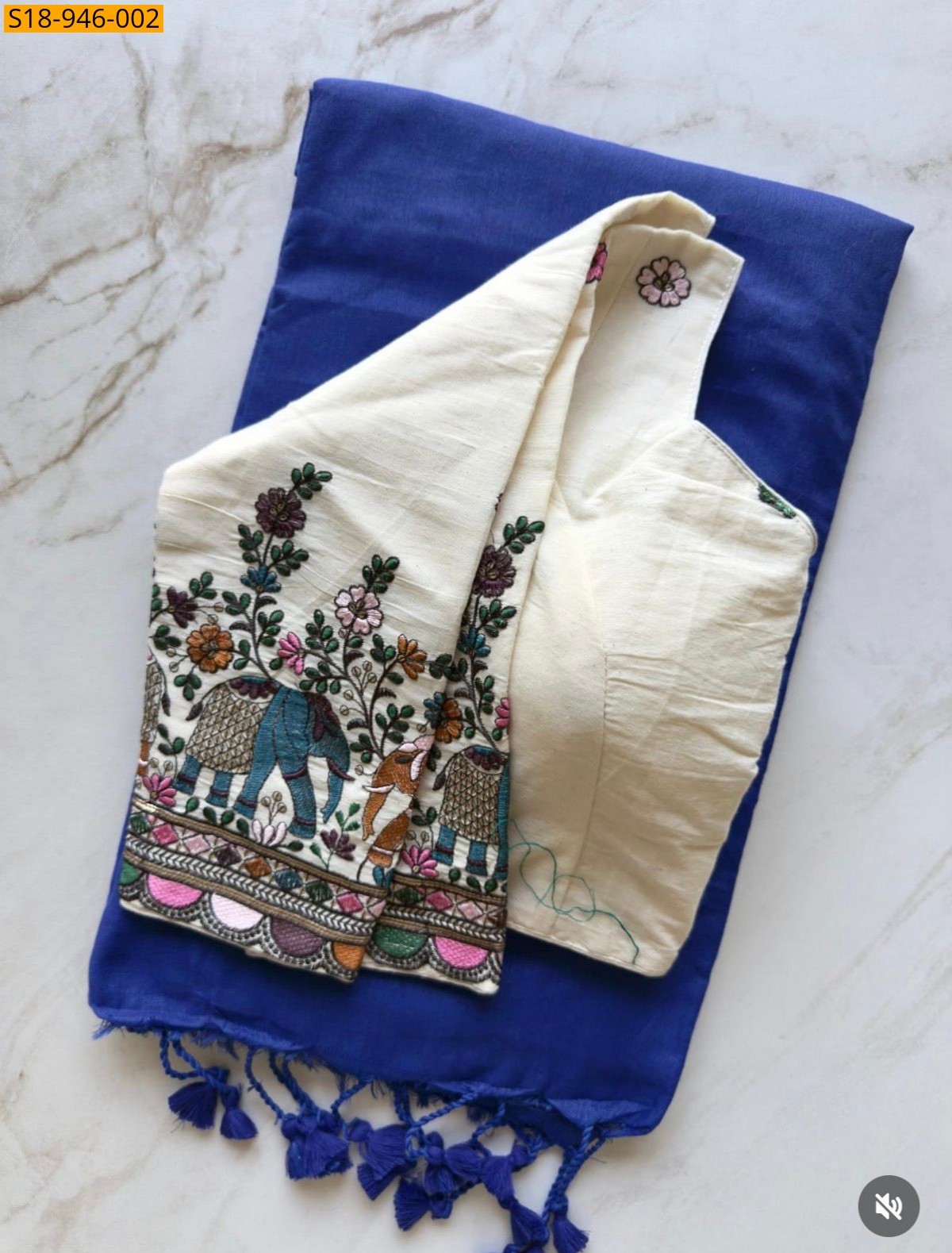 Blue Fancy Khadi Cotton Saree