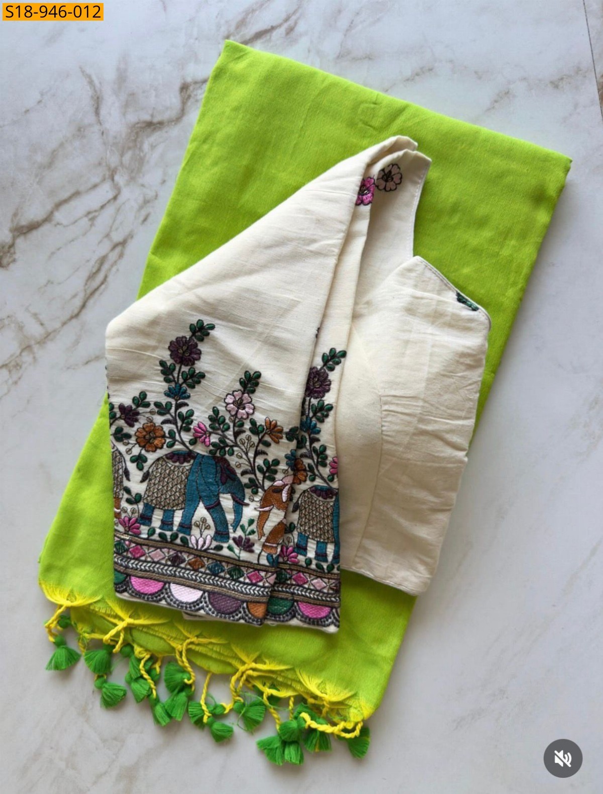 Green Fancy Khadi Cotton Saree