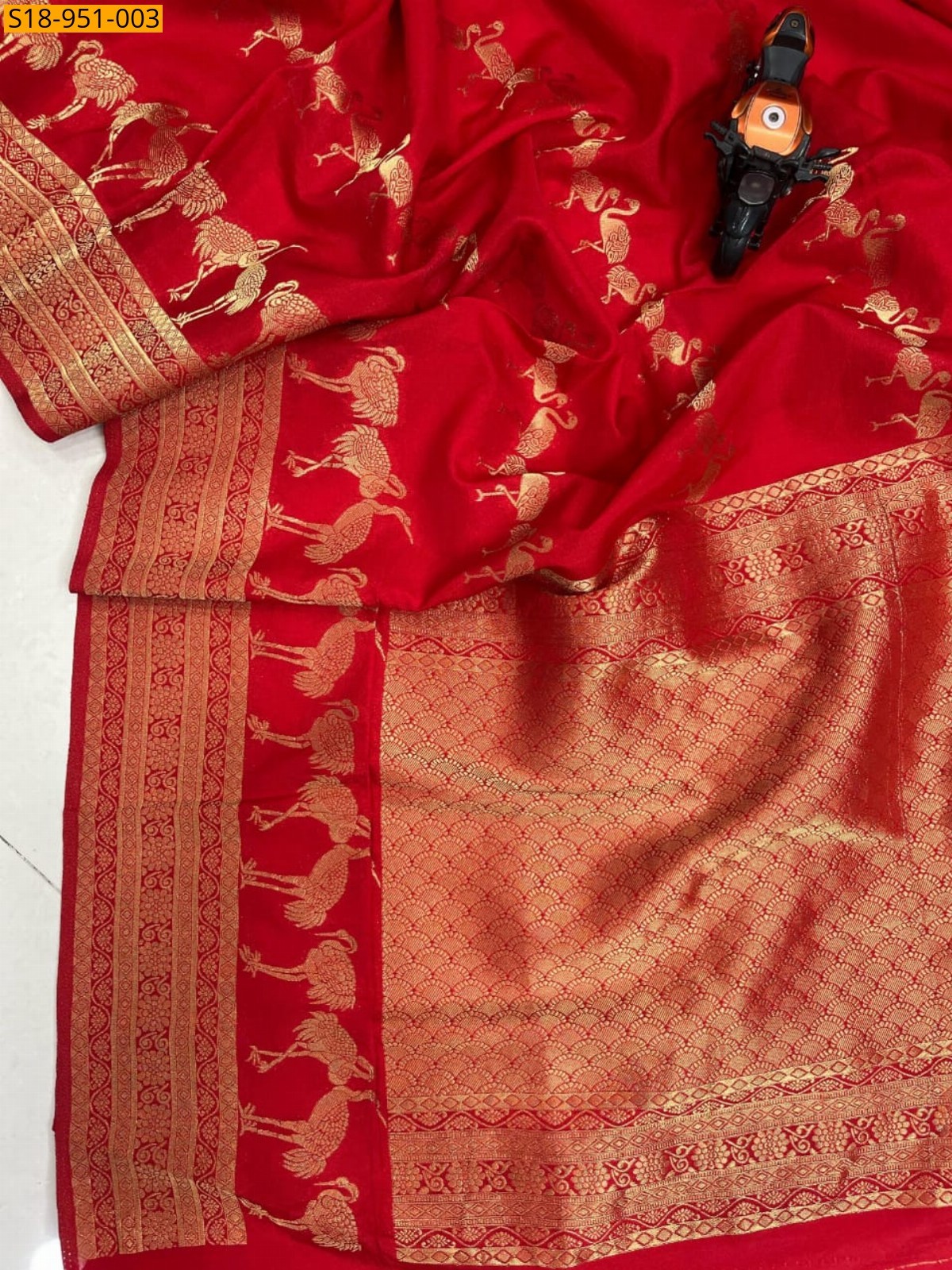 Red Fancy viscose crepe Silk Saree
