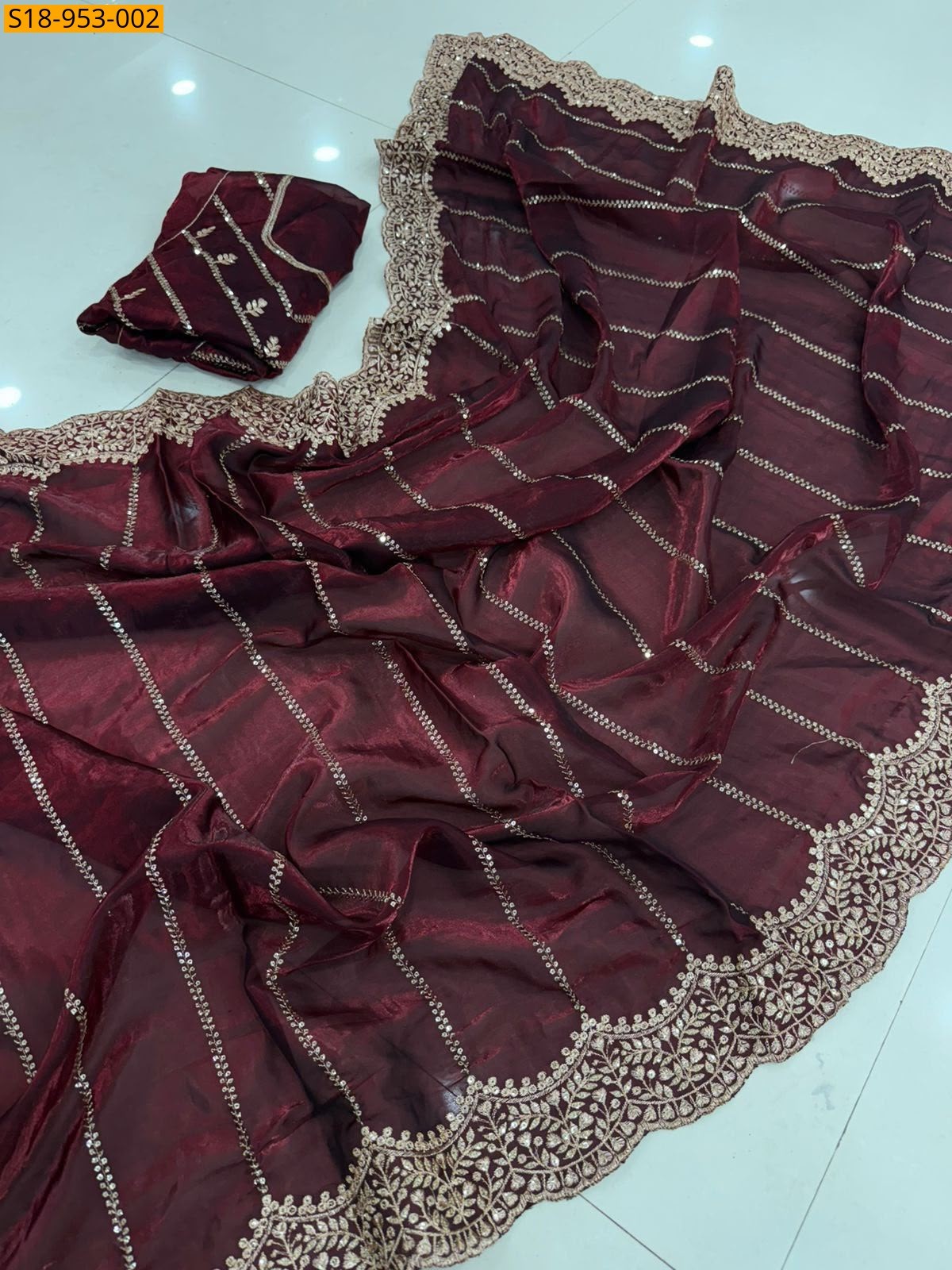 Maroon Fancy Space Satin Saree