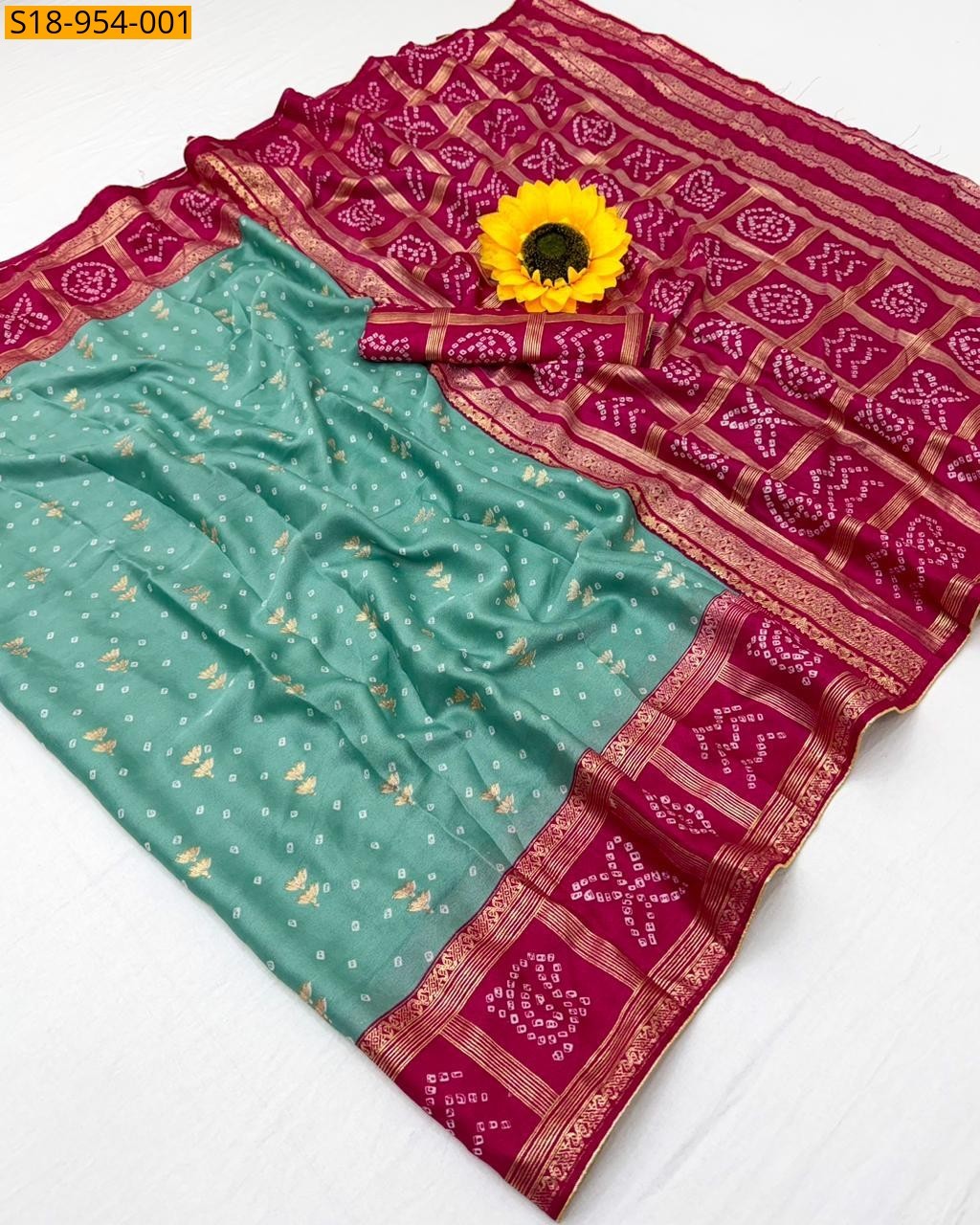 Rama Green Fancy Marshmellow Saree