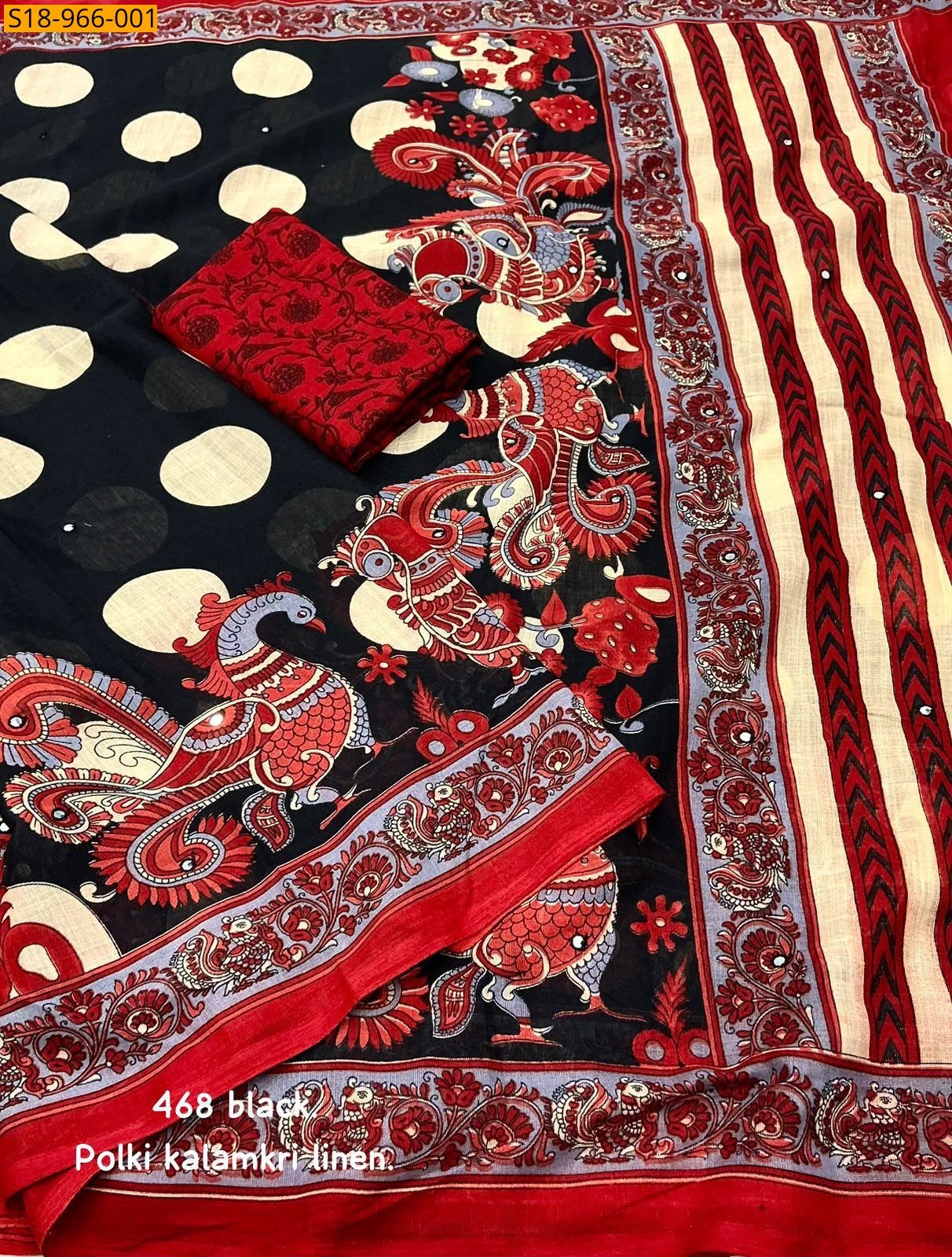 Black Fancy Linen printed Saree