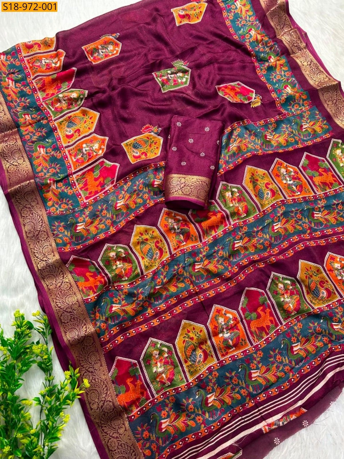 Wine Fancy Marshmellow  Saree