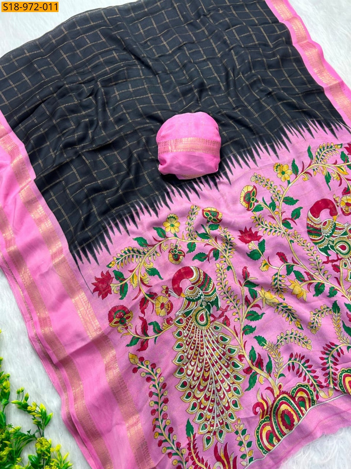Black Fancy Marshmellow  Saree